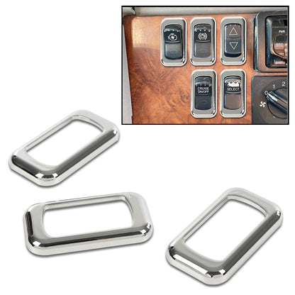 G-PLUS 3PCS Chrome Rocker Switch Trims Compatible with Many Freightliners & Some Peterbilt & Kenworths Using Rocker Switches Three Pack of Switch Trim Rocker Plain Snap Mount Plastic