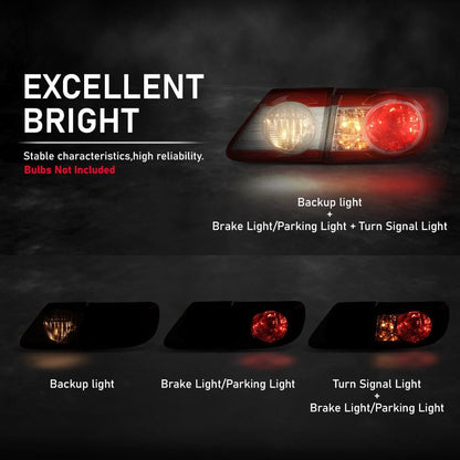 G-PLUS Tail Light Rear Brake Lamp Kit Halogen Compatible with Toyota Corolla Base/L/XRS/ (submodel: CE, LE, S) 2011-2013 8155112C10, 8156112C10 Red