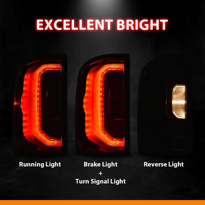 G-PLUS LED Tail Light Lamp w/Bulbs Pair Compatible with GMC Sierra 1500 2016-2018/Fit GMC Denali 1500 2016-2018/Fit GMC Sierra 1500 Limited 2019, Luces Traseras Rear Brake Lamps Assembly