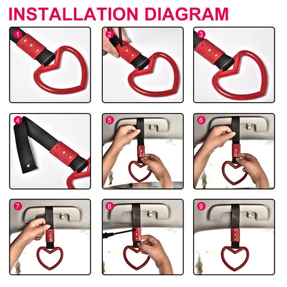 G-PLUS JDM Tsurikawa Ring Heart Subway Train Bus Car Handle Hand Straps Drift Charm,Rear Bumper Warning Ring (Red)