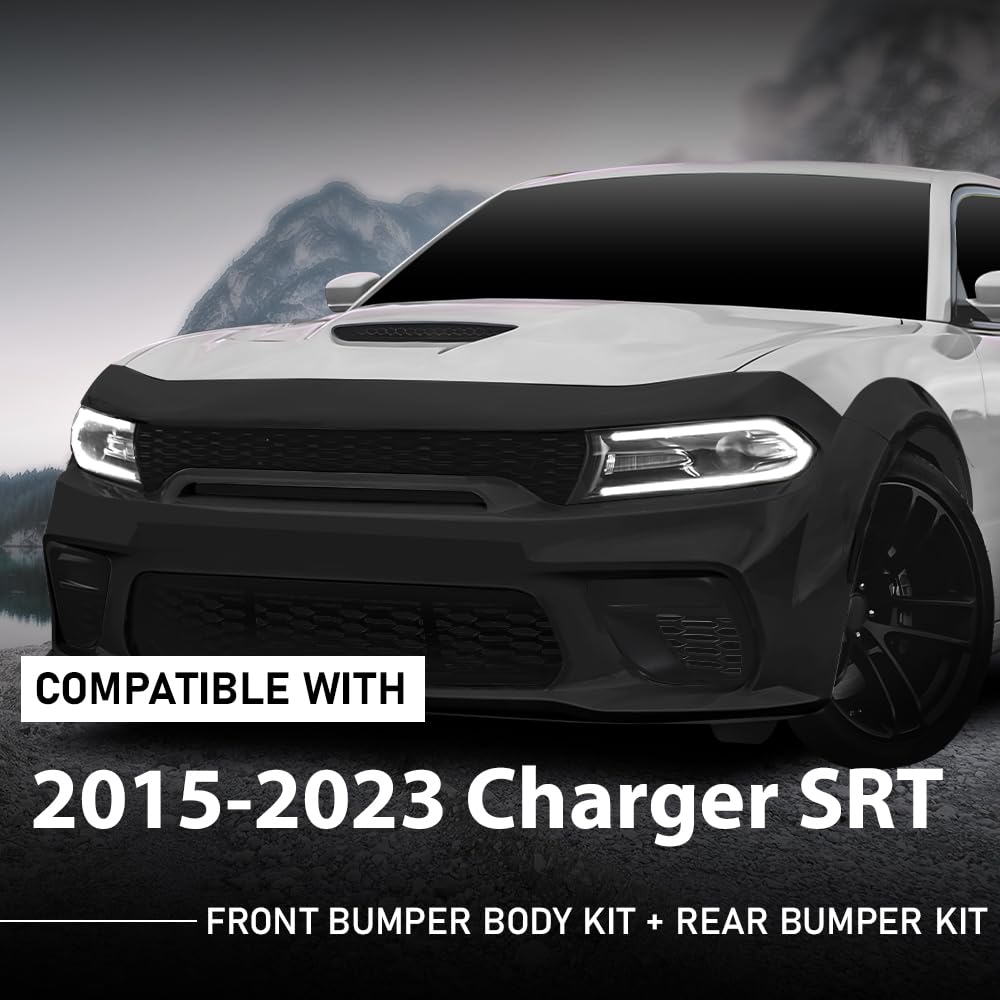 G-PLUS Front Rear Bumper Body Kit Compatible with Dodge Charger SRT Style 2015-2023 Widebody Full Bumper Replacement Assembly