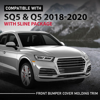 G-PLUS Front Bumper Cover Molding Trim Impact Strip, Compatible with Audi SQ5 & Q5 2018-2020 W/Sline Package, AU8537659, 80A853765RN4