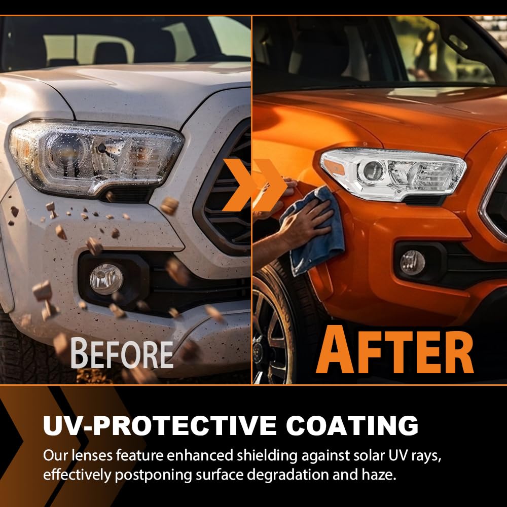 G-PLUS Headlight Assembly Right Side w/o LED Daytime Running Light Compatible with Toyota Tacoma 2016-2018 Fit Models Without Factory LED Daytime Running Light Only White
