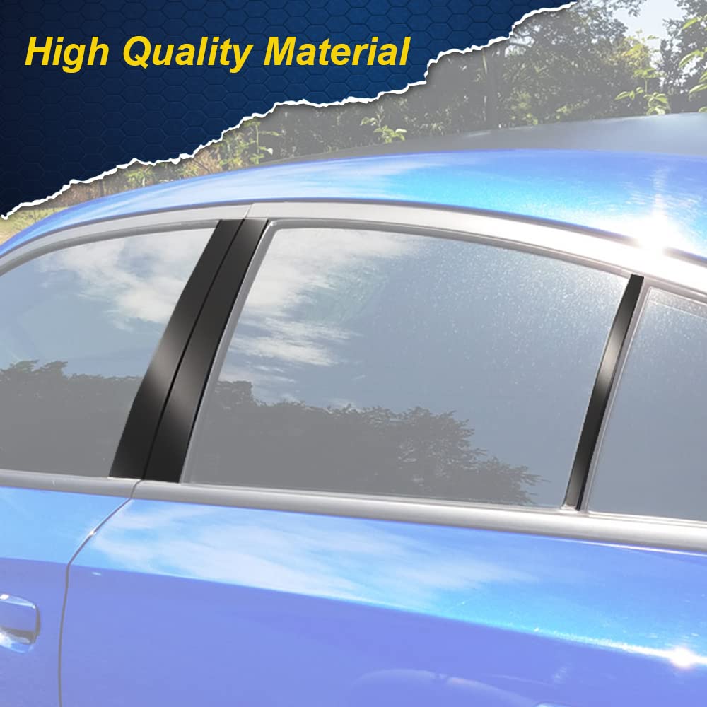 G-PLUS Car Door Window Pillar Posts Molding Trim Compatible with 11-14 Dodge Charge,Chrome Pillar Posts Set Door Trim Mirror Cover,Black,6Pcs