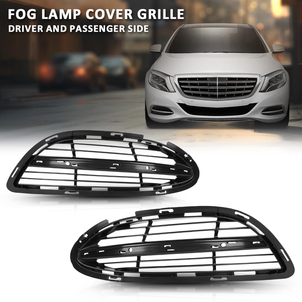G-PLUS Front Bumper Fog Light Cover Bezel Left & Right Compatible with Benz S-Class W222 2013-2020 2228850224