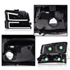 G-PLUS LED DRL Headlights Assembly & Tail Lights Fit Chevy Silverado 1500 1500 HD 2500 2500 HD 2003-2006, Smoky Lens Black Housing Clear Reflector Headlamps Assembly Red Taillights