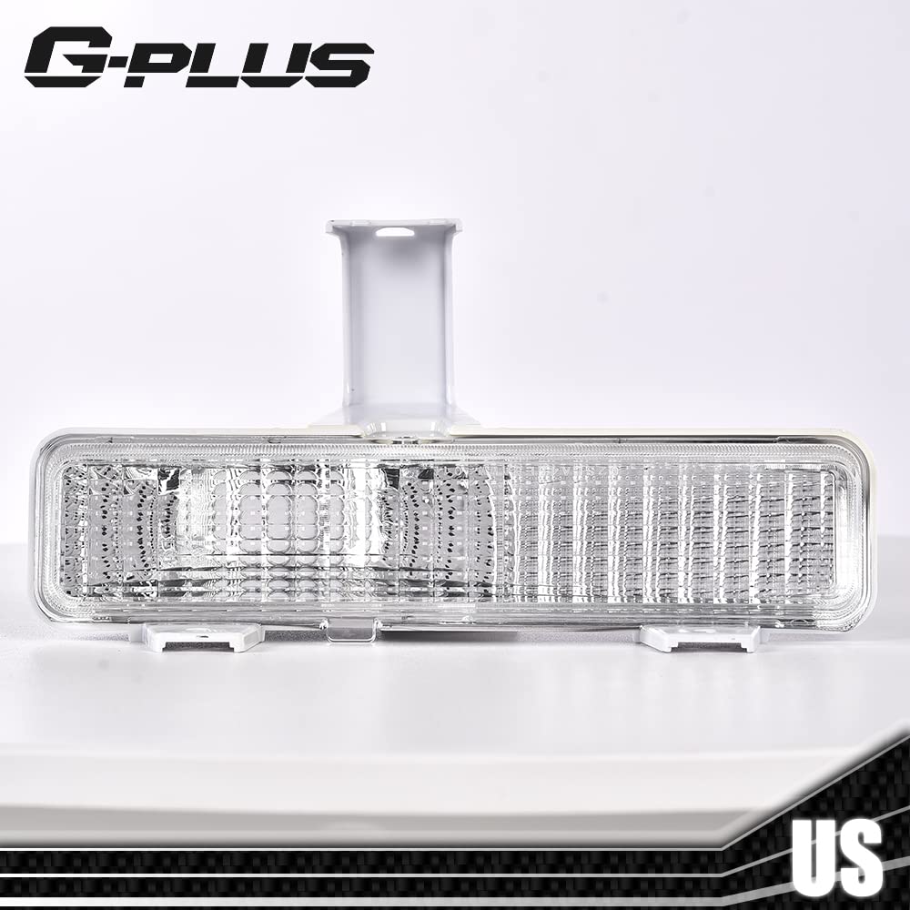 G-PLUS Front Bumper Mounted Side Marker Turn Signal Light Assembly Compatible with Chevy 85-90 Caprice Base 80-81 Caprice Classic Landau 914550, GM2521116 914549 GM2520115