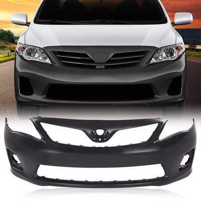 G-PLUS Primed Front Bumper Cover Fascia Compatible with Toyota Corolla Base CE L LE 2011 2012 2013, 5211903901, TO1000372, Black