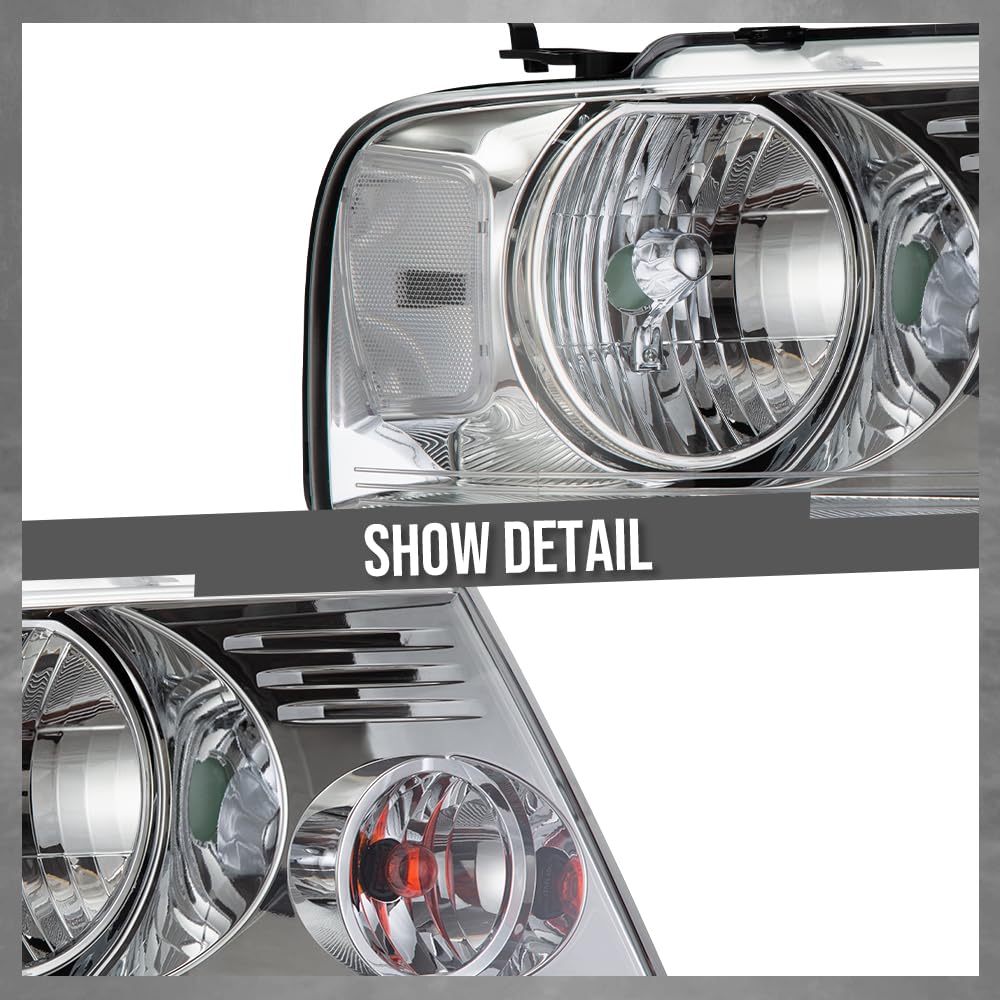 G-PLUS Headlights Fit 2004-2008 Ford F150,Fit 2006-2008 Lincoln Mark LT,NOT Fit 2004 F150 Heritage & Flareside Beds,Clear Lens Chrome Housing Clear ReflectorBumper Headlamps,faros delanteros