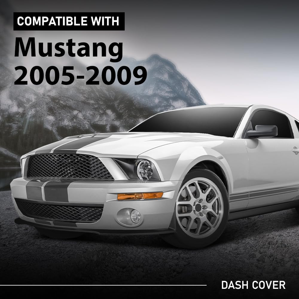 G-PLUS Dash Cover Compatible with Ford Mustang Base Model 2005-2009 Dark Gray