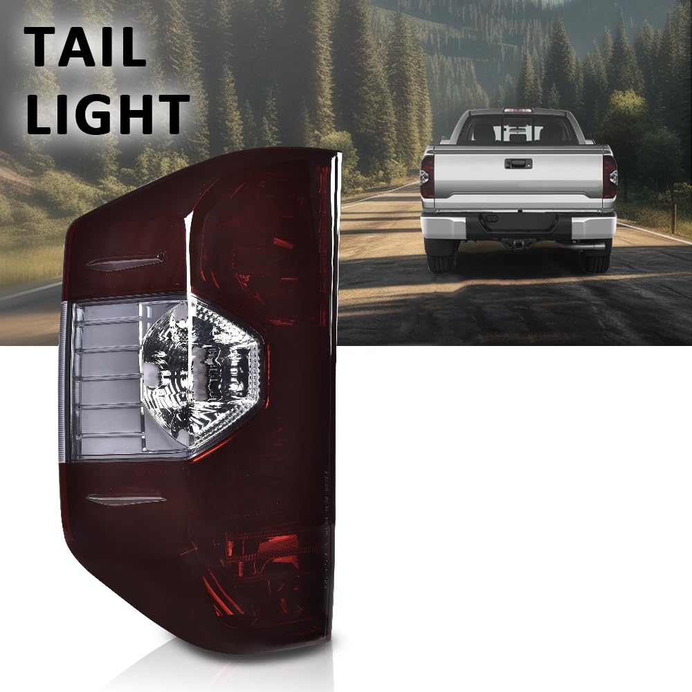 G-PLUS Tail Lights Compatible with Toyota Tundra 2014-2021 Brake Tail Lamps Left Smoked Lens Chrome Housing 81550-0C101 TO2800193 Rear Lights Rear Brake Lamps Assembly Luces Traseras