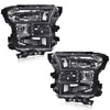 G-PLUS Front Bumper Fog Lights Assembly & Headlights w/o Bulbs Compatible with Ford F150 2015 2016 2017 (White Cover Black Frame White Reflector Headlights + Fog Lamps)