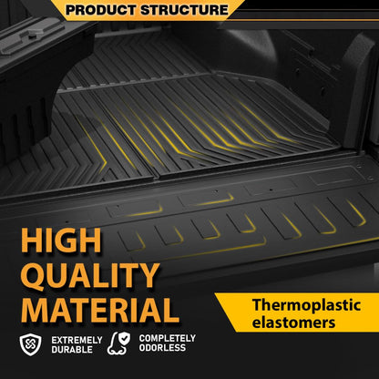 G-PLUS TPE Floor Mats Cargo Liner Compatible with Ford F150 2021-2025,NOT Fit Graduated Tailgate, 2PCS All Weather Protection Floor Liners Black, alfombras para carro