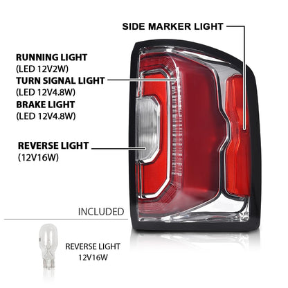G-PLUS LED Tail Light Lamp w/Bulbs RH Passenger Side Compatible with GMC Sierra 1500 2016-2018/Fit GMC Denali 1500 2016-2018/Fit GMC Sierra 1500 Limited 2019, Luces Traseras Rear Brake Lamps Assembly