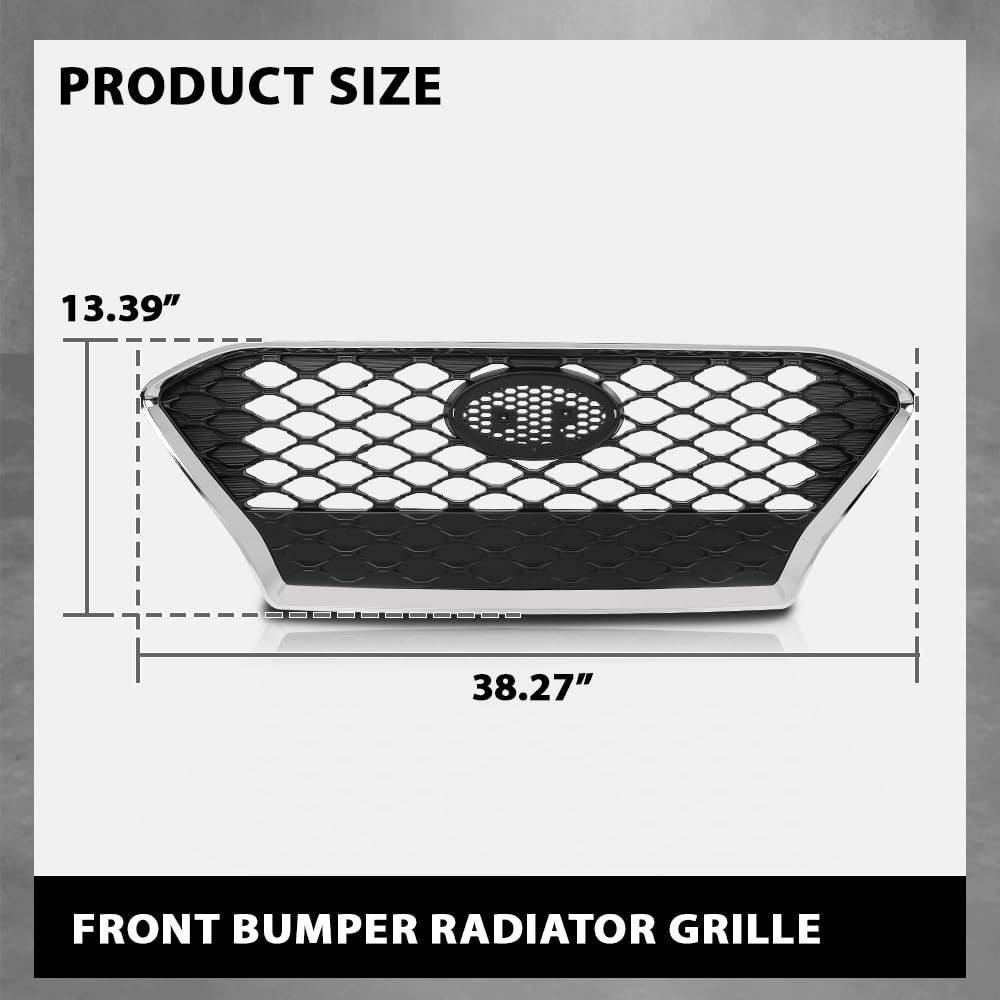 G-PLUS Front Bumper Grille Chrome Trim Compatible with Hyundai Kona Hatchback 2018-2021 86350J9100