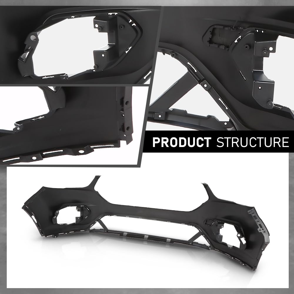 G-PLUS 1PC Front Bumper Cover w/Brackets Compatible with Ford Escape 2017 2018 2019, GJ5Z-17757-APTM, GJ5Z-17C947-AA, GJ5Z-17C947-AB, Black