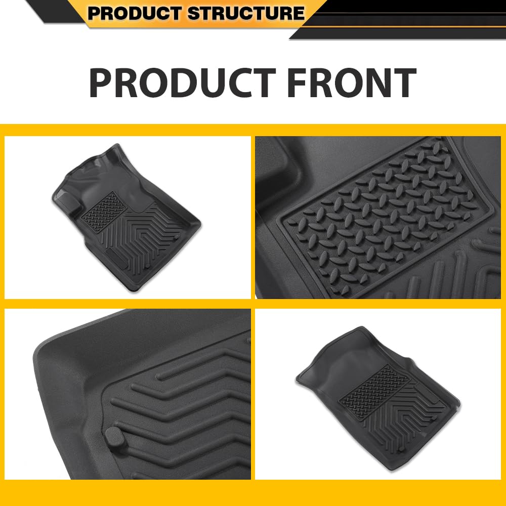 G-PLUS TPE Cargo Liners Black Compatible with Toyota Tacoma Double Cab 2005-2015 All Weather Full Cover Protection 1st & 2nd Row Floor Liner