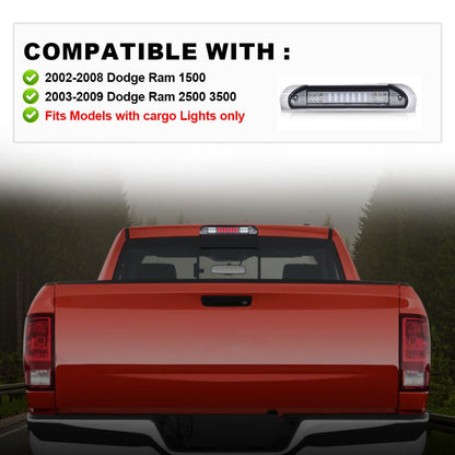 G-PLUS LED Third Brake Light Compatible With 2002-08 Dodge RAM 1500/2003-09 Dodge RAM 2500 3500 3RD LED Bar Brake/Cargo Lamp,Type I (Chrome Housing Smoky Lens)