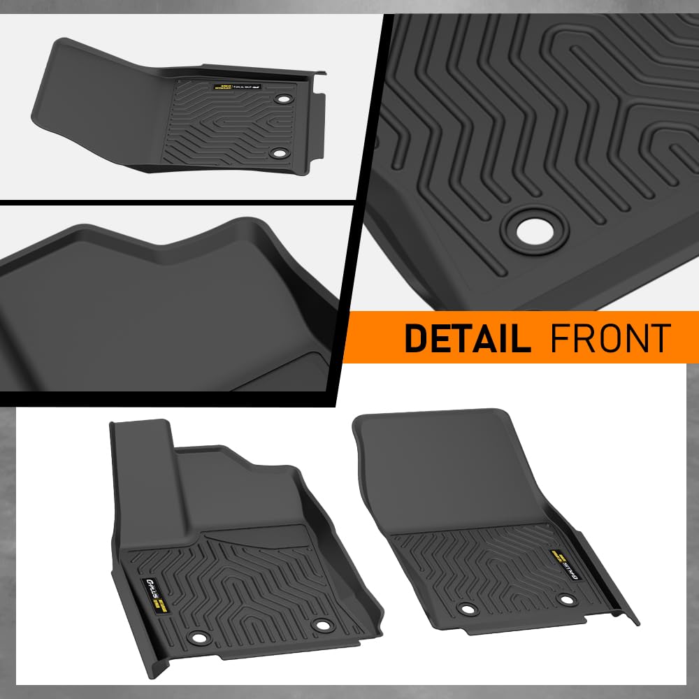 G-PLUS Floor Mats 3PCS Fit for Toyota Tundra CrewMax Cab 2022 2023 2024 2025 2026 TPE Custom Fit All Weather Front & Rear Row Floor Liners Black Alfombras para Carro