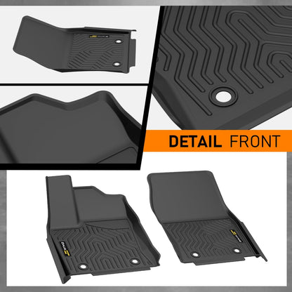 G-PLUS Floor Mats 3PCS Fit for Toyota Tundra CrewMax Cab 2022 2023 2024 2025 2026 TPE Custom Fit All Weather Front & Rear Row Floor Liners Black Alfombras para Carro