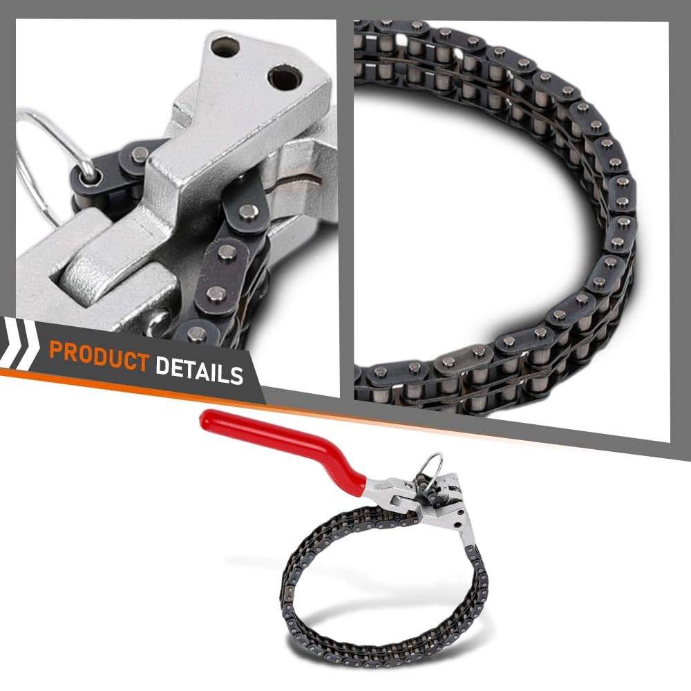 G-PLUS Heavy-Duty Ratcheting Chain Wrench Fit Oil Filter Change Pipe Fittings 60-160mm Black