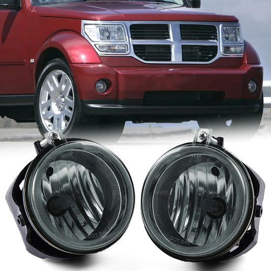 G-PLUS Fog Lights Compatible With Dodge Nitro 2005-2008/Compatible With Dodge Challenger 2008-2010/Compatible With Dodge Charger 2006-2009 Smoke Lens 2Pcs Set
