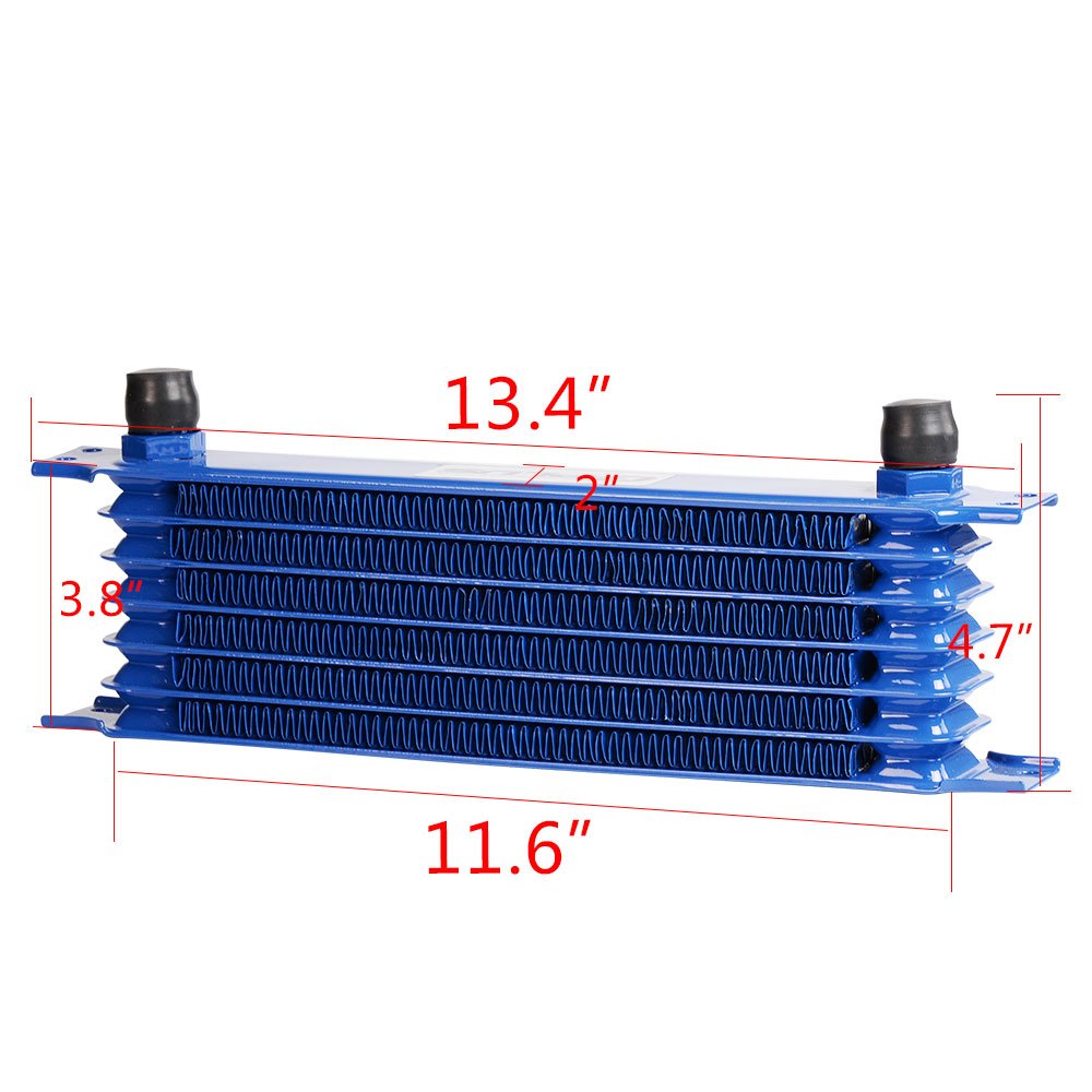 G-PLUS AN10-10AN Universal Engine Aluminum Transmission Racing Oil Cooler(Blue, 7 Row Japanese-Style)