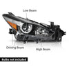 G-PLUS Projector Halogen Headlight Right Passenger Side Compatible with Mazda 3 2017-2018 4-Door Sedan & Hatchback Clear Lens Black Housing Amber ReflectorBumper Headlamps,faros delanteros