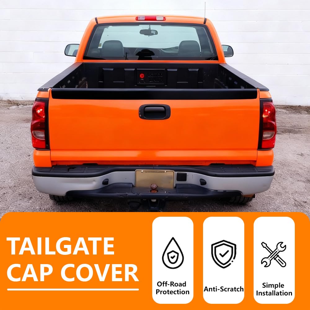 G-PLUS Tailgate Molding Cap Compatible with Chevy Silverado GMC Sierra Fleetside Base, SL 1999-2007 (Not fit Stepside Trucks) Spoiler Top Moulding Protector Cover 1593226 GM1909102