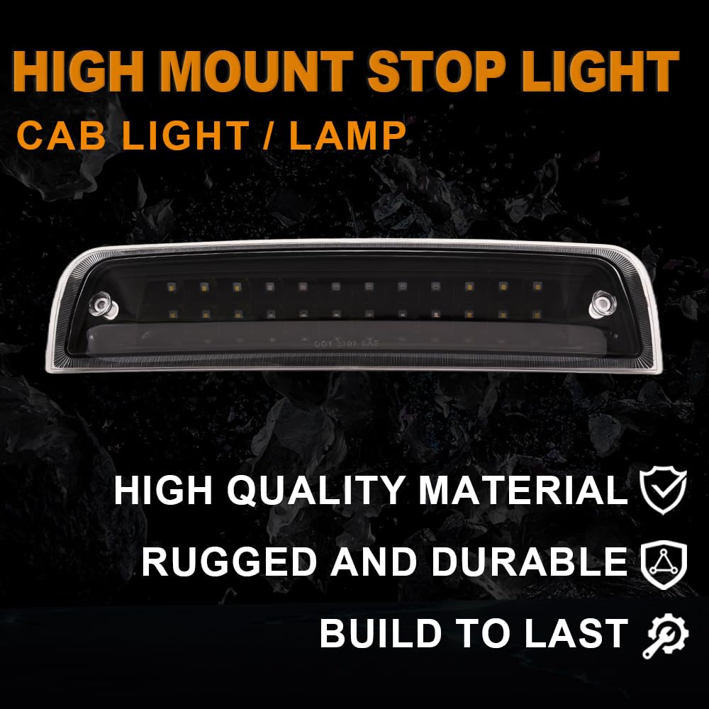 G-PLUS High Mount Dual Row LED 3rd Third Brake Light Compatible with Dodge Ram 1500 2009-2017 / Ram 2500 3500 2010-2017 High Mount Stop Cargo Lamps Assembly Black Housing