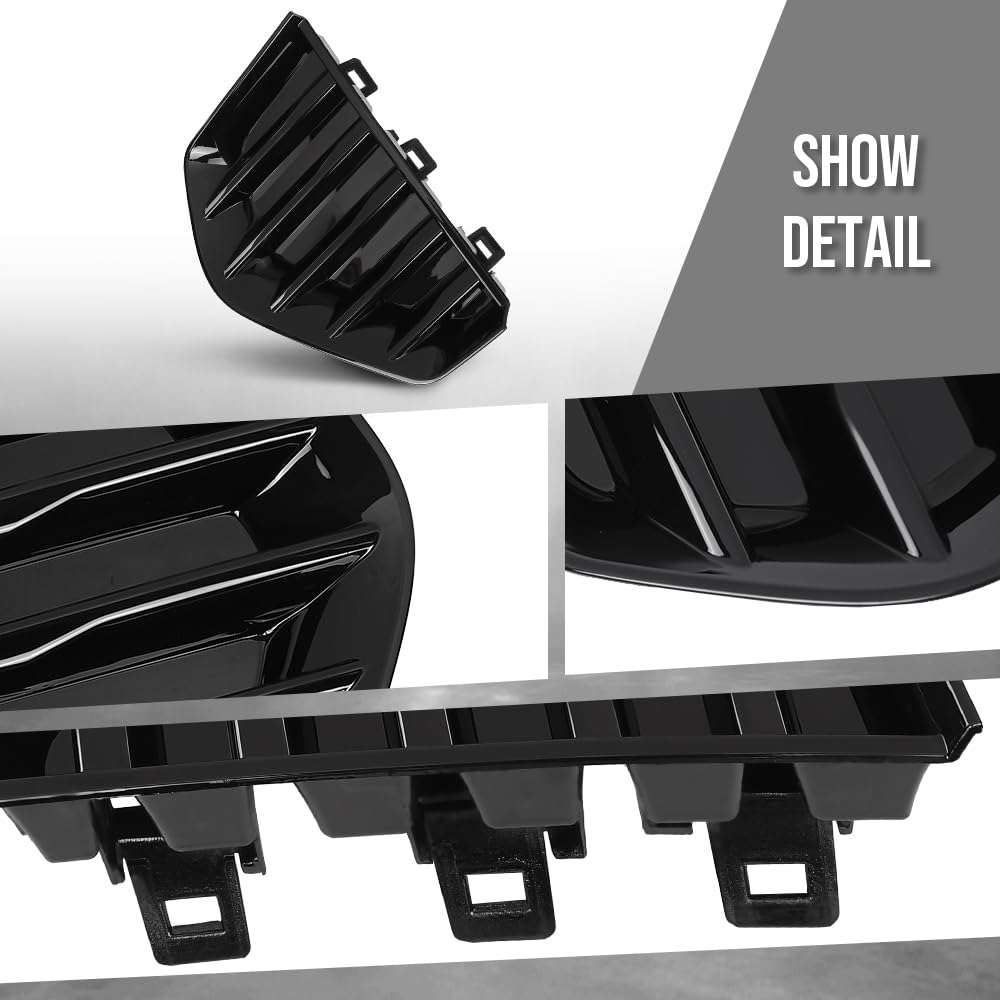 G-PLUS Bumper Cover Grille Front Left Side Compatible with Cadillac XT4 2019 2020 2021 2022 2023 2024 GM1038293, 191275994511 Glossy Black