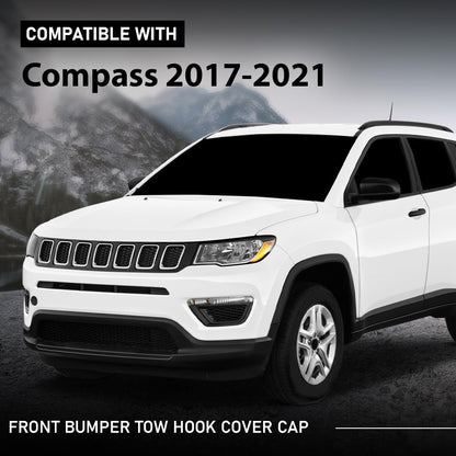 G-PLUS Black Front Bumper Tow Hook Eye Cap Cover Compatible with Jeep Compass 2.0L 2.4L 2017-2021 5SY62TZZAB