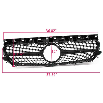 Diamond Star Front Bumper Mesh Grille Compatible with W117 CLA Class CLA180 CLA200 CLA250 CLA45 AMG 2014-2016 Silver Hood Upper Grille Assembly