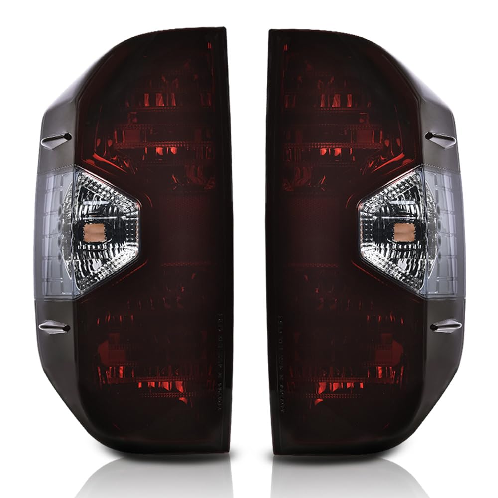 G-PLUS Tail Lights Assembly Compatible with Toyota Tundra 2014-2021, Left & Right Brake Tail Lamps, Dark Red Lens Chrome Housing, 815500C100