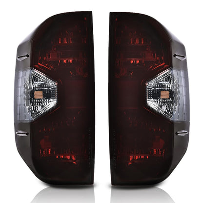 G-PLUS Tail Lights Assembly Compatible with Toyota Tundra 2014-2021, Left & Right Brake Tail Lamps, Dark Red Lens Chrome Housing, 815500C100