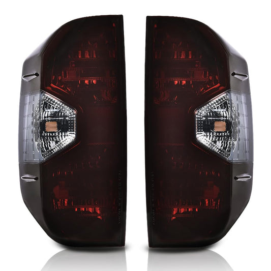 G-PLUS Tail Lights Assembly Compatible with Toyota Tundra 2014-2021, Left & Right Brake Tail Lamps, Dark Red Lens Chrome Housing, 815500C100