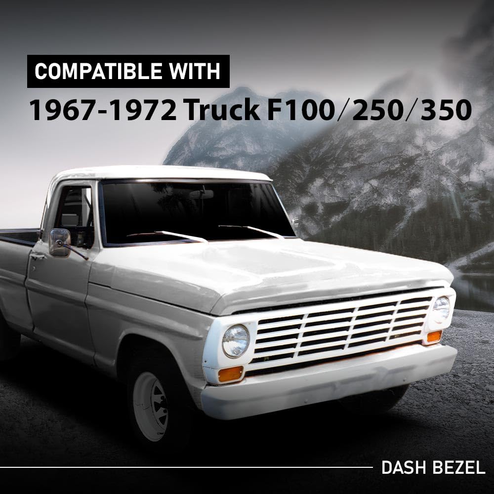 G-PLUS Dash Bezel Trim Compatible with Ford F100 F350 Truck 1967 1968 1969 1970 1971 1972 Chrome Dashboard Cover Panel