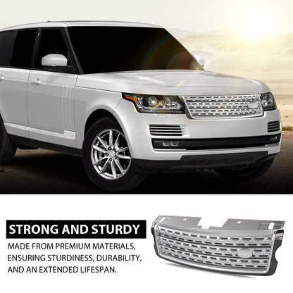 G-PLUS Front Grill Compatible with Land Rover Range Rover Vogue L405 2013 2014 2015 2016 2017 Silver Upper Grille LR055880