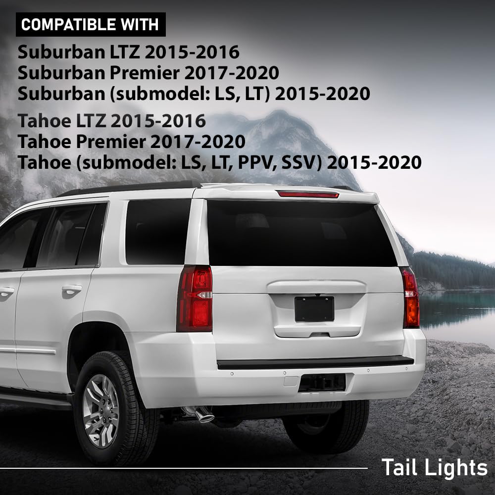 G-PLUS LED Tail Lights Assembly Compatible with Chevy Suburban/Tahoe 2015-2020 Left & Right Rear Brake Lamps, Luces Traseras 84467058, Red Lens