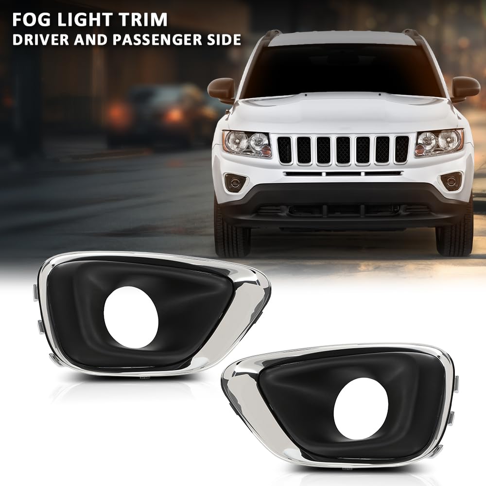 G-PLUS Fog Light Cover Trim Compatible with Jeep Compass 2011-2017 Driver and Passenger Side 68213205AA