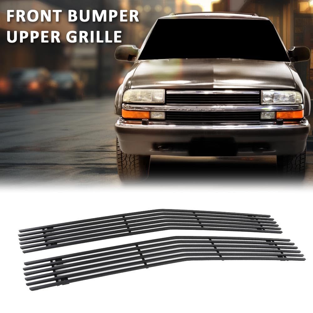 G-PLUS Billet Grille Insert Compatible with Chevy Blazer C/K Pickup Suburban Tahoe 1994-1999 Black