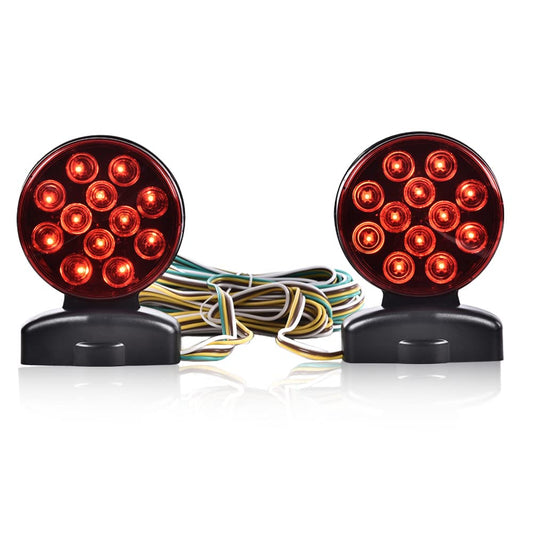G-PLUS 12V Magnetic Towing Trailer Light Kit LED Tow Trailer Lights Brake Tail Signal Compatible with Towing Trucks/Wrecker/RV LED Magnetic