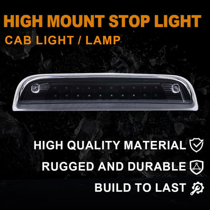G-PLUS High Mount LED 3rd Brake Light Compatible with 2014 2015 2016 2017 2018 Chevy Silverado GMC Sierra Rear Tail Cargo Lamp Waterproof Black Housing Clear Lens