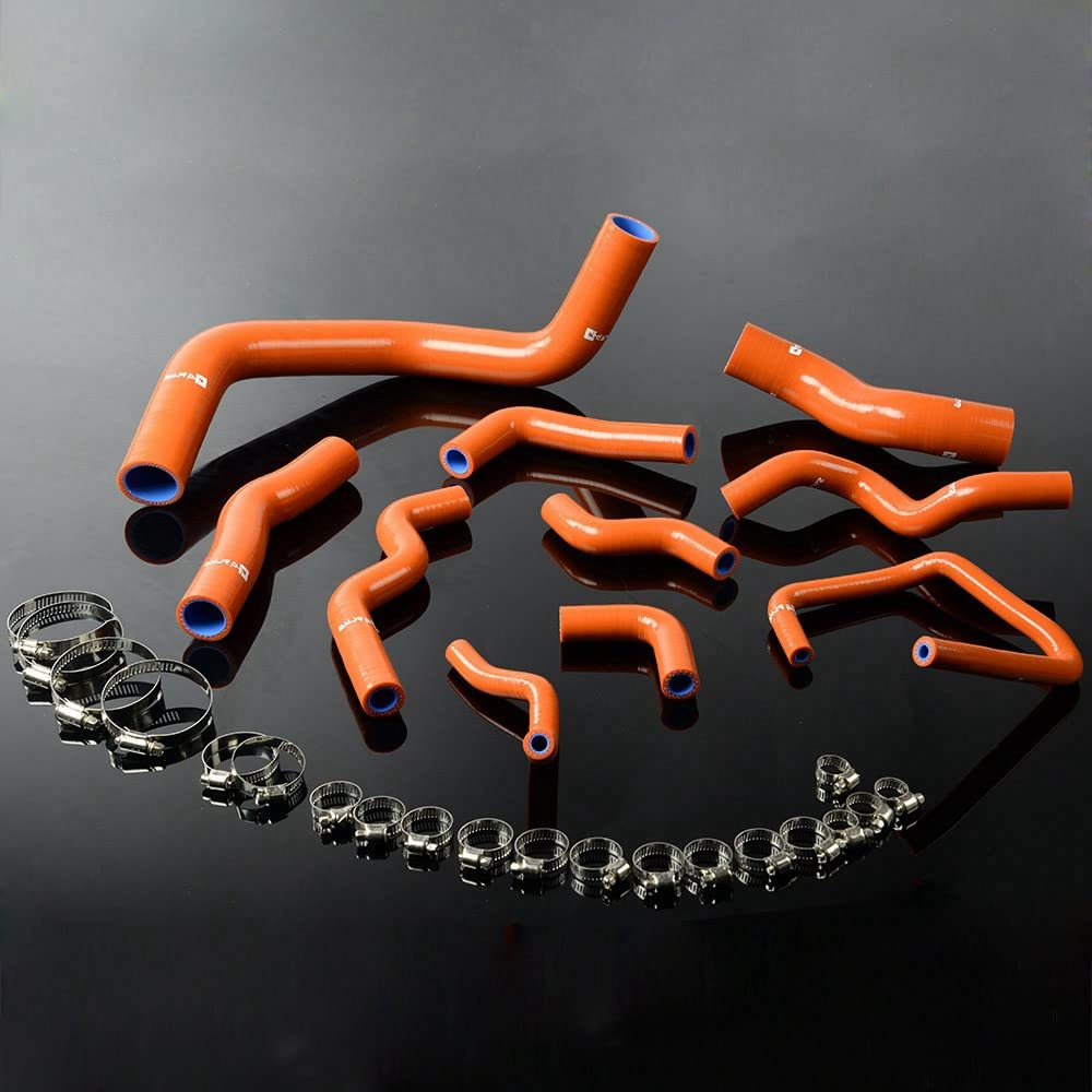G-PLUS Silicone Radiator Hose Kit Compatible With Nissan Silvia 200SX 240SX S13 S14 S15 SR20DET,Dark Orange