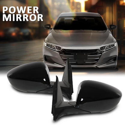 G-PLUS Power Mirror Driver and Passenger Side Compatible with Honda Accord Sedan 2018-2022 1.5L HO1320328 HO1321328 76208TVAA02 76258TVAA02 Glossy Black 3-Pin Manual Folding