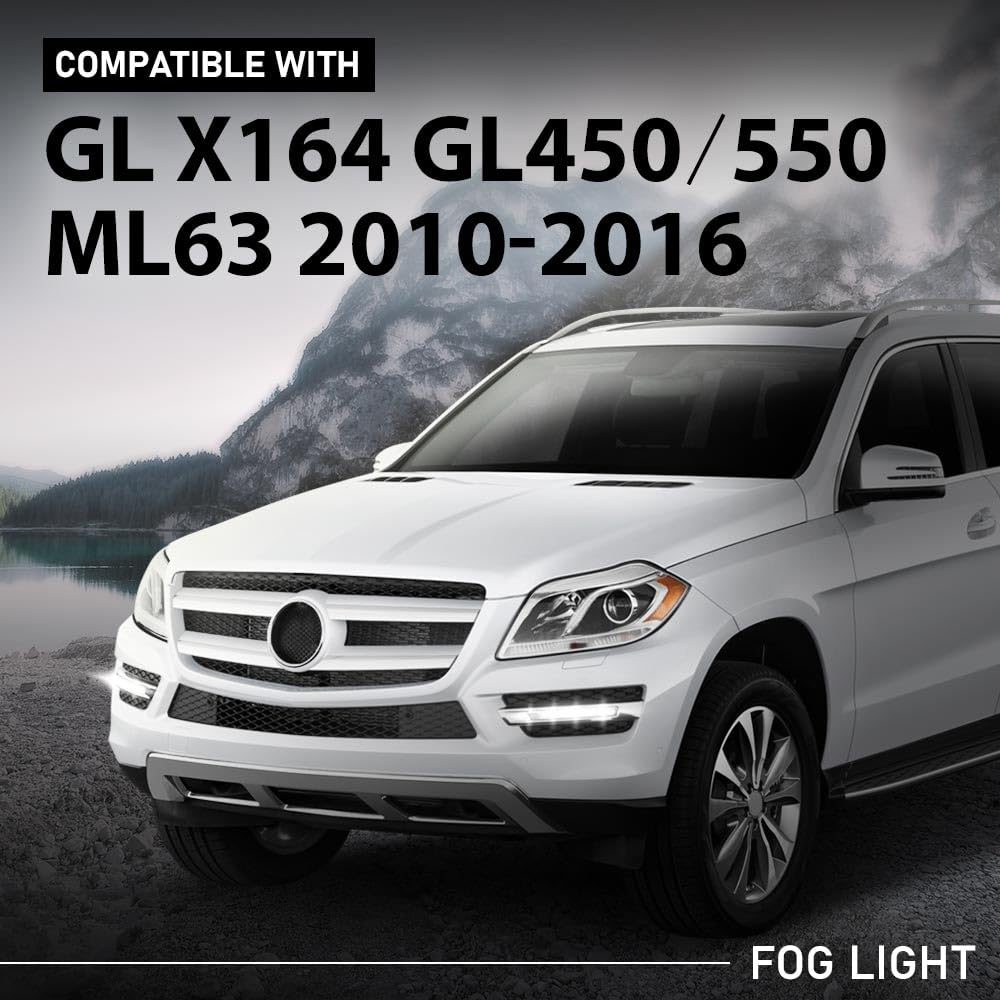 G-PLUS Left LED DRL Daytime Running Fog Light, Compatible with Benz GL-Class X164 GL320 GL350 GL450 GL550 ML63 X166 2007-2013, Driver Side, 1649060351