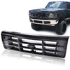 G-PLUS Front Grille Grill Compatible with 1992-1996 Bronco/1992-1997 Ford F150 F250 F350 Platinum Chrome w/Emblem Truck Replacement, Gloss Black FO1200173 FO2512130 FO2513131