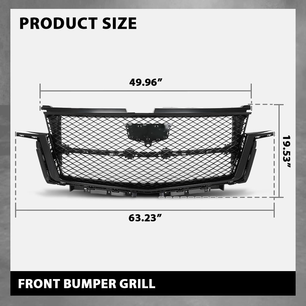 G-PLUS Front Bumper Grille Assembly Compatible with Cadillac Escalade 2021-2023 84830289 Gloss Black