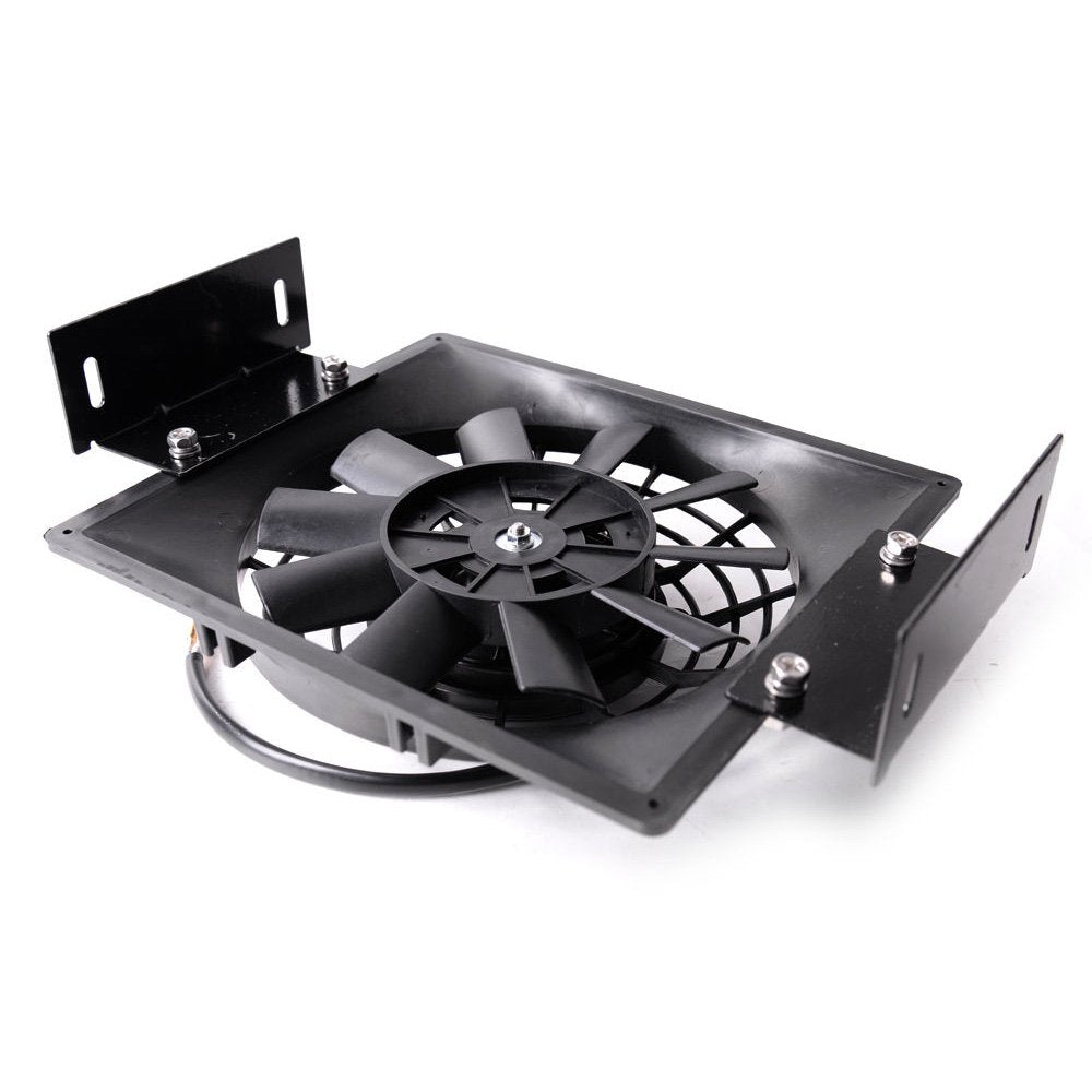 Universal 25 Row 10AN-10AN Aluminum Engine Transmission Oil Cooler Kit + 7" Fixed Engine Cooling Fan