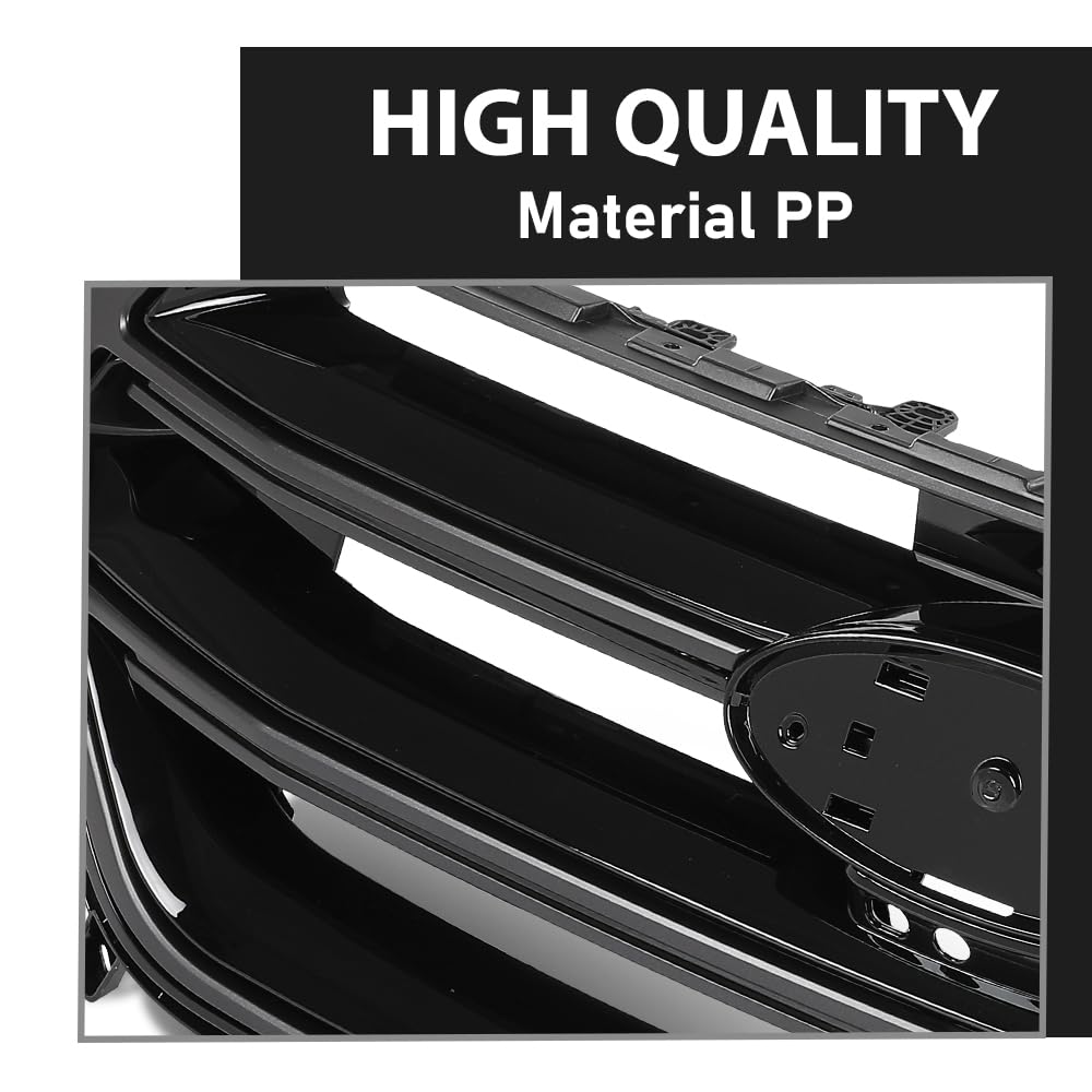 G-PLUS Front Upper Grille W/Camera Hole, Compatible with Ford Edge 2015-2018, Gloss Black, FT4Z8200DA, FO1200562C Black
